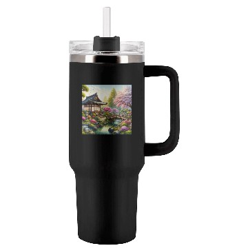 Discover Spring Serenity in Japanese Garden Tumblers 40 Oz With Handle