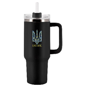 Discover Ukraine trident in Ukrainian flag colors Tumblers 40 Oz With Handle