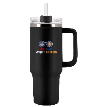 Discover Red and White Bitcoin Tumblers 40 Oz With Handle