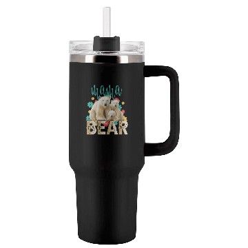Discover Mama Bear Gift Rose Flowers Mama Bear with 2 Cubs Tumblers 40 Oz With Handle