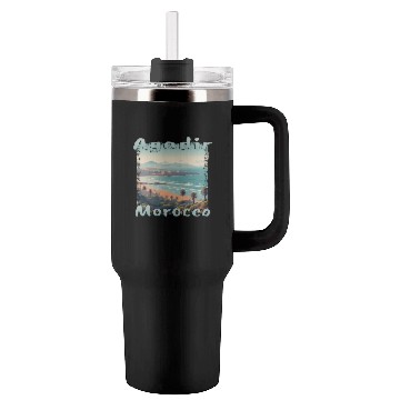 Discover Agadir Morocco Beach Vacation Nature Palms Tumblers 40 Oz With Handle