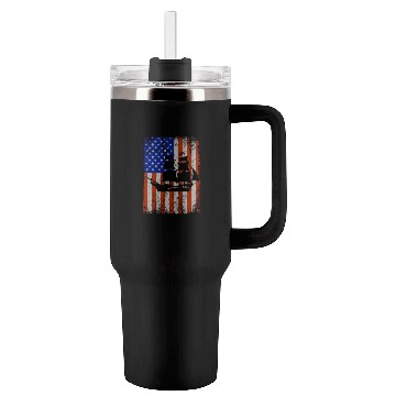 Discover Stars, Stripes & Pirate Ship American Flag Tumblers 40 Oz With Handle