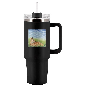 Discover Cute Little Fawn in the Grass Illustration Tumblers 40 Oz With Handle