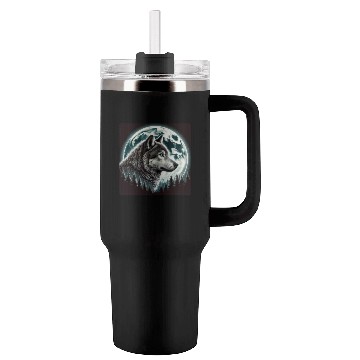 Discover Nature Moon Alpha Cute Wolf Moon nature Tumblers 40 Oz With Handle
