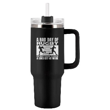Discover A Bad Day Of Rugby Funny Rugby Player Tumblers 40 Oz With Handle
