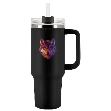 Discover Floral Wolf Vintage Flowers Wolf Face for Wolves Tumblers 40 Oz With Handle