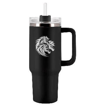 Discover Three Horse Heads With Elegant Wild Manes Tumblers 40 Oz With Handle