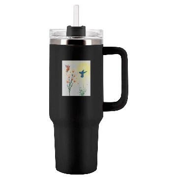 Discover Minimalist Hummingbird and flowers Canvas Print Tumblers 40 Oz With Handle