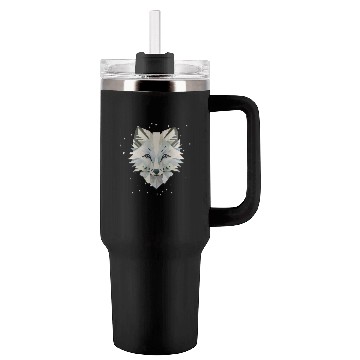Discover Magical arctic fox in geometric elegance Tumblers 40 Oz With Handle