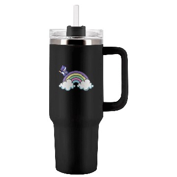 Discover Rainbow Ride: The Skateboarding Cat Tumblers 40 Oz With Handle