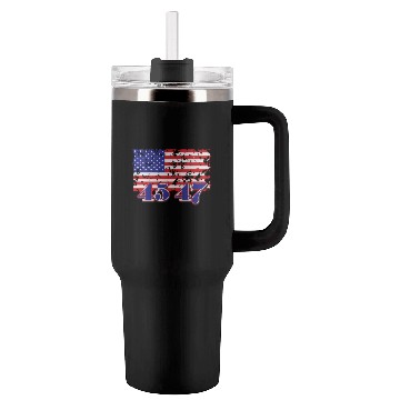 Discover Distressed American Flag with Numeric Overlay Tumblers 40 Oz With Handle