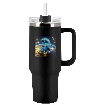 Discover Blue Gold Crypto Coin Tumblers 40 Oz With Handle