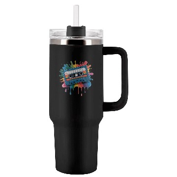 Discover 80s Retro Cassette Splash Classic Cassette Tape Tumblers 40 Oz With Handle