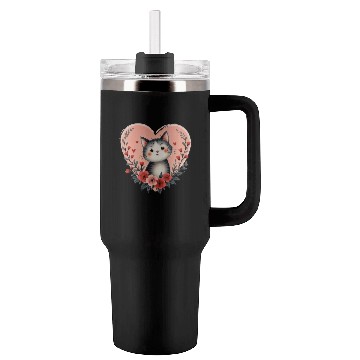 Discover Cat Floral Heart Happy Valentine's Day Tumblers 40 Oz With Handle