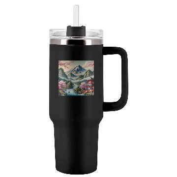 Discover Serene Mount Fuji Landscape Art Print - Japanese C Tumblers 40 Oz With Handle