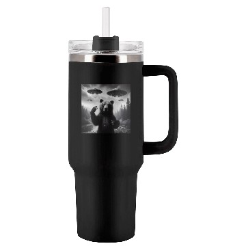 Discover Grizzly Bear Outdoors Graphic Selfie with UFOs Wei Tumblers 40 Oz With Handle