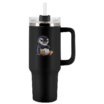 Discover Penguin cartoon skeptical look funny Tumblers 40 Oz With Handle