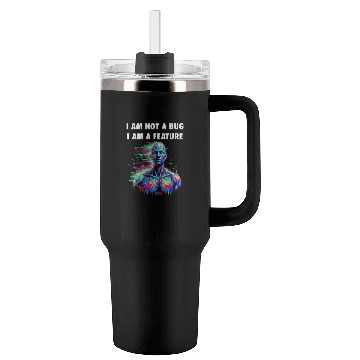 Discover "I Am Not a Bug, I Am a Feature – Glitch Aesthetic Tumblers 40 Oz With Handle