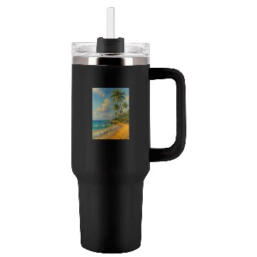 Discover Tropical Serenity – Peaceful Beach Landscape Art Tumblers 40 Oz With Handle