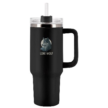 Discover Lone Wolf – Geometric Wolf Head under Moon Wildern Tumblers 40 Oz With Handle