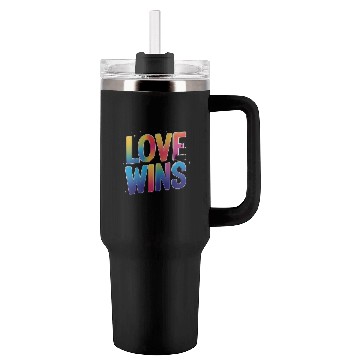 Discover Love Wins Rainbow Script Tumblers 40 Oz With Handle – Pride Month Tumblers 40 Oz With Handle