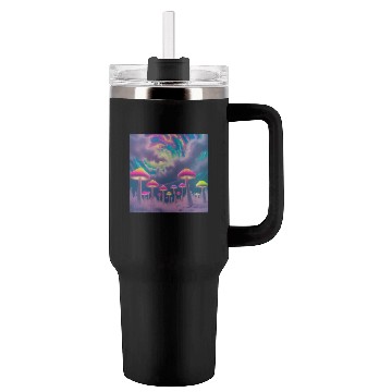 Discover Neon Mushroom Forest – Psychedelic Minimalist Tumblers 40 Oz With Handle