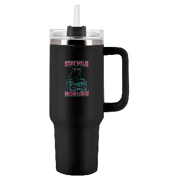 Discover Stay Wild Meow Loud Retro Cat Quote Tumblers 40 Oz With Handle
