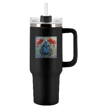 Discover Beetle stained glass bug design vibrant poppy Tumblers 40 Oz With Handle