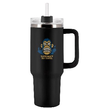 Discover Angry ape cartoon with bold supremacy quote Tumblers 40 Oz With Handle