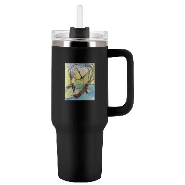 Discover Serene Autumn River Scene Illustration Tumblers 40 Oz With Handle