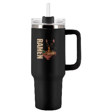 Discover Black Cat Ramen Illustration Tumblers 40 Oz With Handle