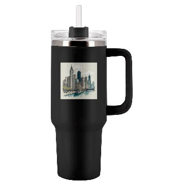Discover Chicago Skyline with Lake Michigan View Tumblers 40 Oz With Handle