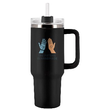 Discover The Future Is Handmade – Human & Robot High Five T Tumblers 40 Oz With Handle