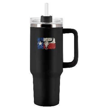 Discover Texas Bull Flag - Vintage Look Tumblers 40 Oz With Handle