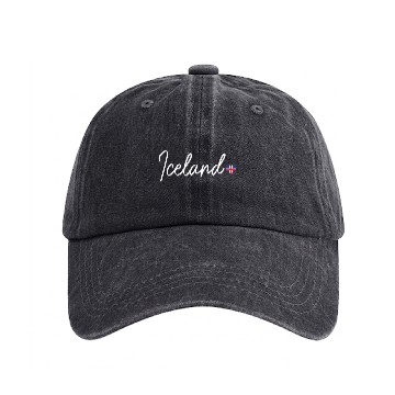 Discover Iceland Icelandic Flag Washed Denim Baseball Caps
