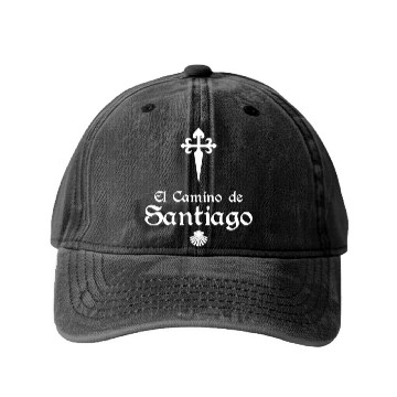 Discover El Camino De Santiago Saint James Cross Scallo Washed Denim Baseball Caps