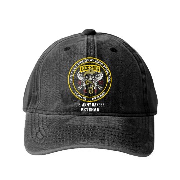 Discover Funny Retired US Army Ranger Veteran USA Military Washed Denim Baseball Caps