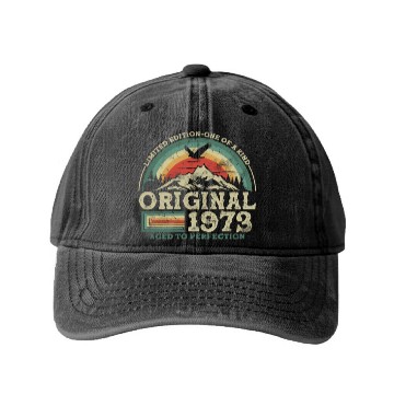 Discover Original 1973 Vintage Vintage Birthday Retro Washed Denim Baseball Caps