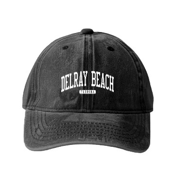 Discover Delray Beach Florida Fl College University Washed Denim Baseball Caps