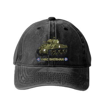 Discover World War 2 American Tank M4A2 Sherman memorabilia Washed Denim Baseball Caps