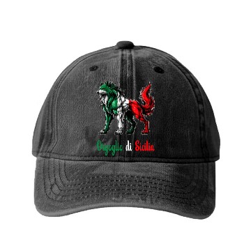 Discover The pride of Sicily Italy flag Washed Denim Baseball Caps