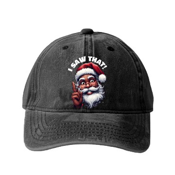 Discover Santa's Watching Festive African American Santa Washed Denim Baseball Caps