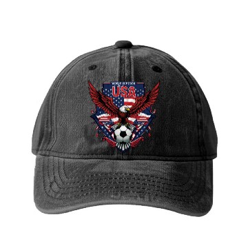 Discover USA Soccer World Cup 2026 Eagle Patriotic Apparel Washed Denim Baseball Caps