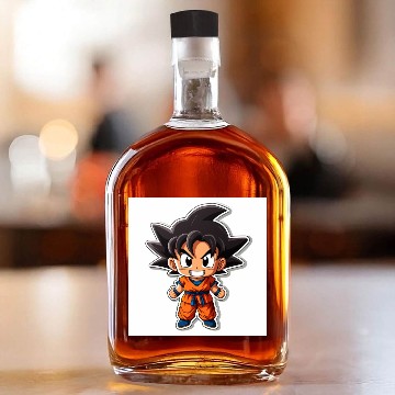 Discover Goku Sticker Happy Bold Colors art toy style Whiskey Bottles