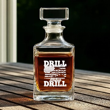 Discover Oilfield Oil Drilling Us Flag Drill Baby Drill Whiskey Decanters