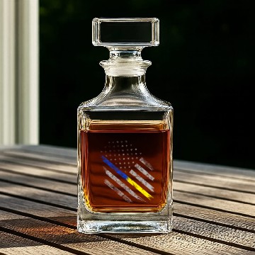 Discover Gold Blue Line 911 Police Dispatcher First Whiskey Decanters
