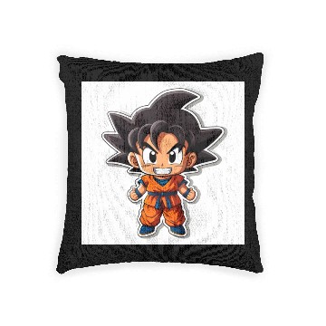 Discover Goku Sticker Happy Bold Colors art toy style Woven Pillows