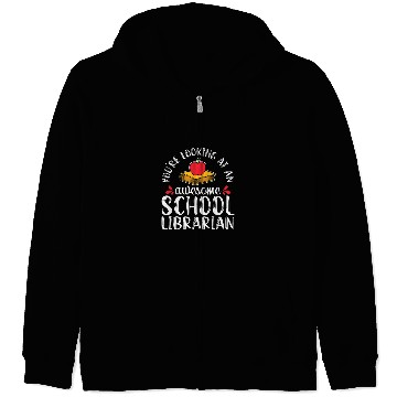 Discover Awesome School Librarian Funny Library Book Lover Nerd Gift Zip Hoodies