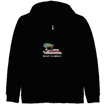 Discover Boat Humbug Pontoon Boat with Christmas Tree On Top Zip Hoodies