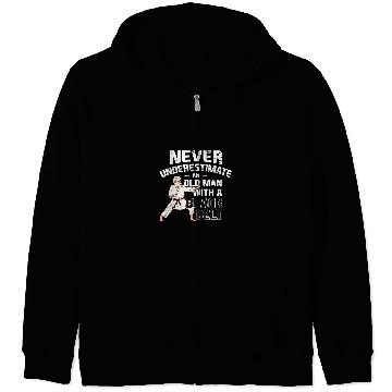 Discover Underestimate Never An Old Man With Black Strap Zip Hoodies